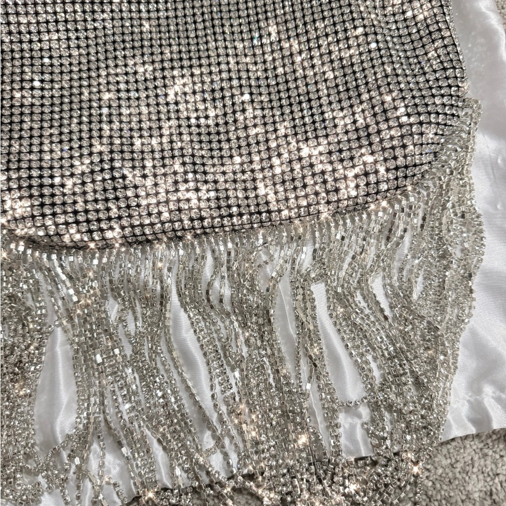 Silver Rhinestone Fringe Bag - Picture 2 of 6